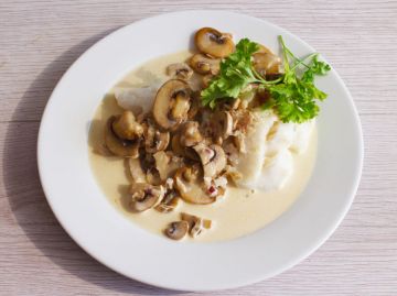 Cabillaud aux champignons sauce normande Cabillaud aux champignons sauce normande