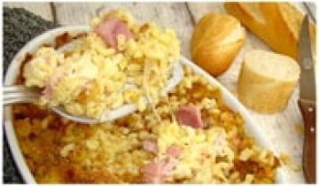 Gratin de coquillettes au jambon et au fromage Gratin de coquillettes au jambon et au fromage