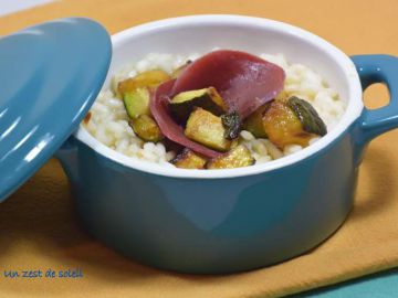 Risotto, magret de canard et courgettes Risotto, magret de canard et courgettes