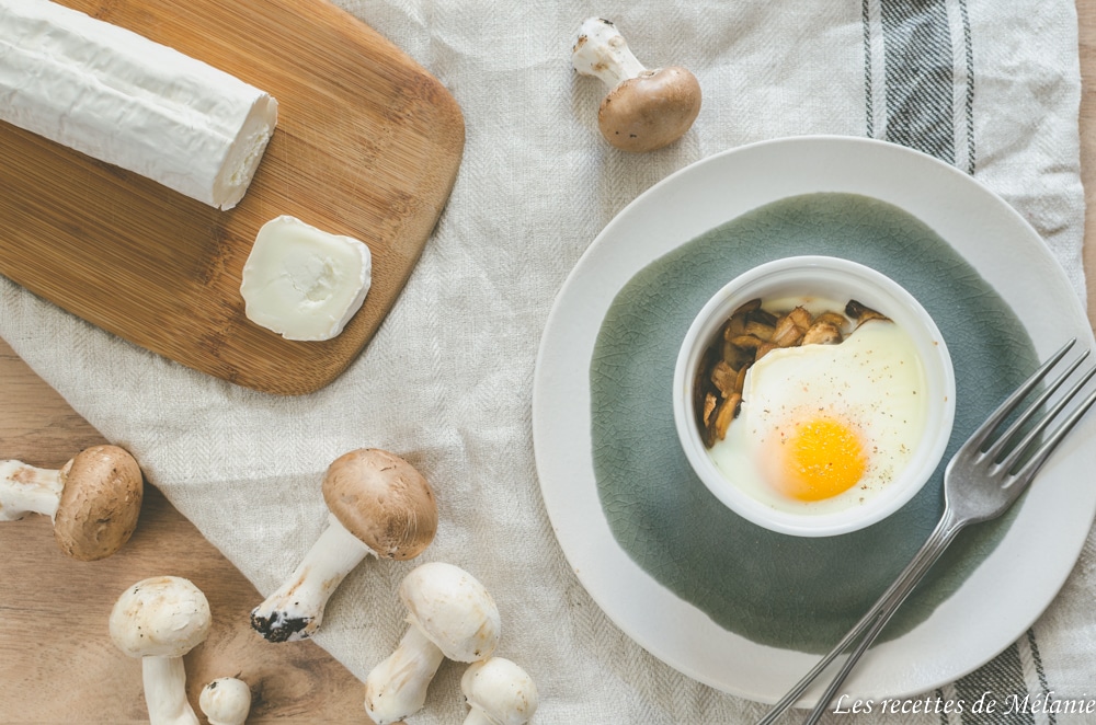 Oeuf cocotte champignons chèvre Oeuf cocotte champignons chèvre