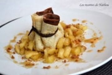 Aumônières de crêpes aux pommes caramélisées à la vanille