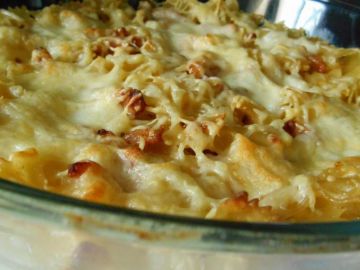 Gratin de pâtes lardons & mozzarella Gratin de pâtes lardons & mozzarella