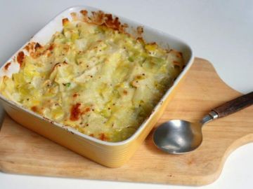 Gratin de poireaux à la crème de brie