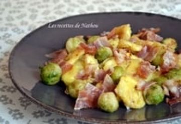 Tortellini et choux de Bruxelles poêlés au lard et parmesan Tortellini et choux de Bruxelles poêlés au lard et parmesan