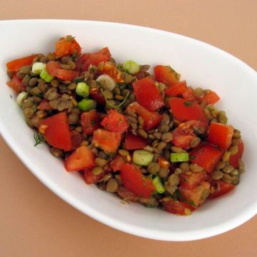 Salade tiède de lentilles et tomates Salade tiède de lentilles et tomates