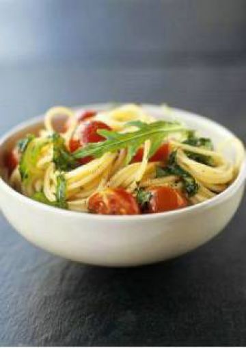 Spaghetti aux tomates cerises et à la roquette Spaghetti aux tomates cerises et à la roquette