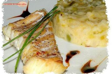 Pavé de cabillaud rôti et risotto aux poireaux Pavé de cabillaud rôti et risotto aux poireaux