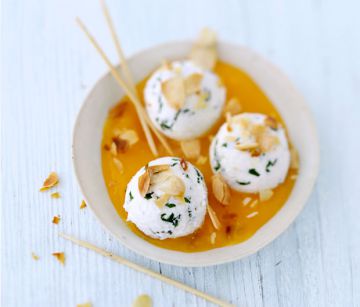 Boulettes de chèvre frais et coulis de mangue Boulettes de chèvre frais et coulis de mangue