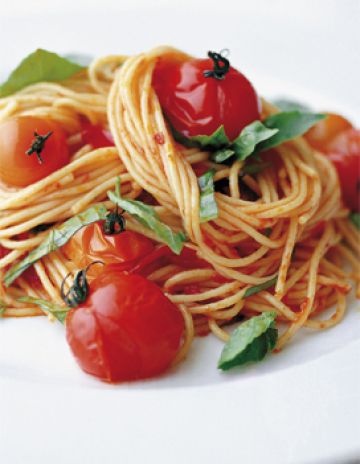Spaghetti aux tomates-cerises grillées Spaghetti aux tomates-cerises grillées