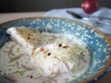 Dos de cabillaud au lait de coco, gingembre et citron vert Dos de cabillaud au lait de coco, gingembre et citron vert