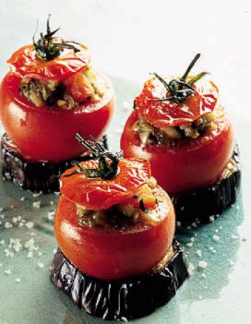 Tomates au caviar d'aubergine Tomates au caviar d'aubergine