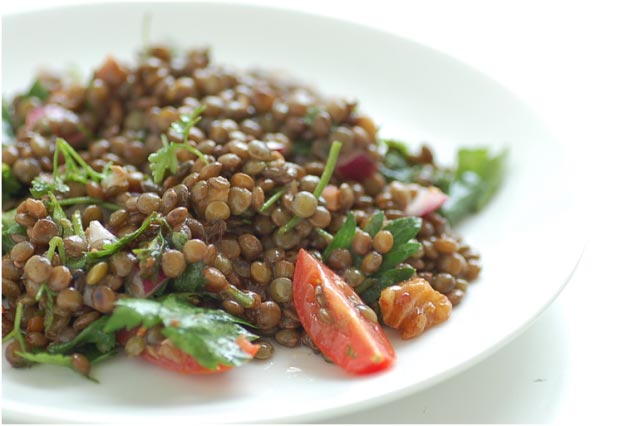 Salade de lentilles à la sauce à l'échalotte Salade de lentilles à la sauce à l'échalotte