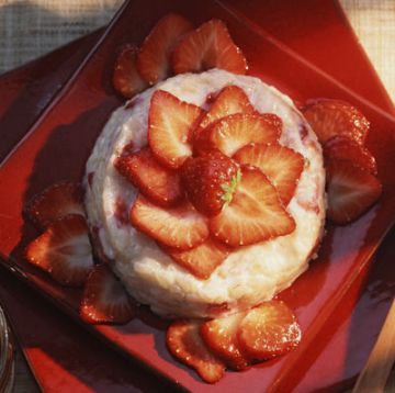 Riz au lait et fraises au caramel, pas cher