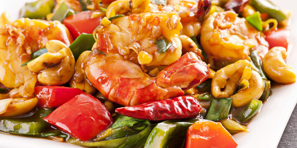 Wok de crevettes aux noix de cajou Wok de crevettes aux noix de cajou