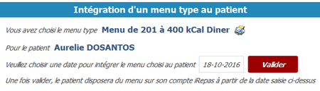 Saisie de la date pour le patient