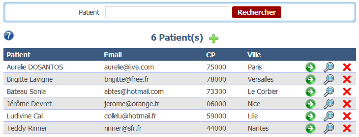 Liste de vos patients