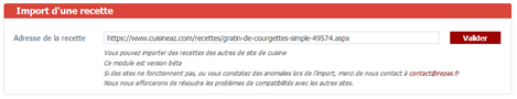 Import de recette